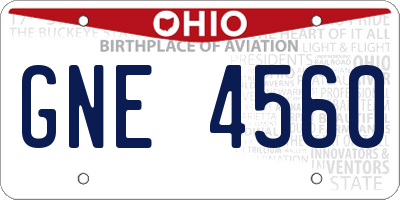 OH license plate GNE4560