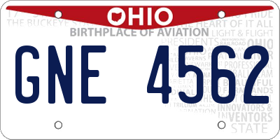 OH license plate GNE4562