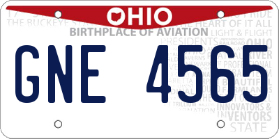 OH license plate GNE4565