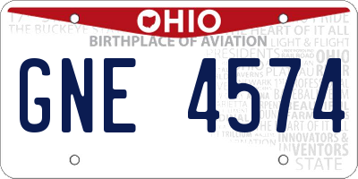OH license plate GNE4574