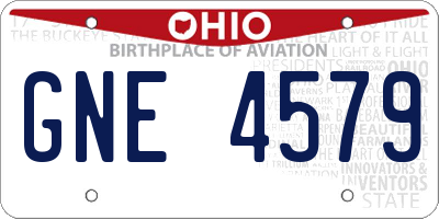 OH license plate GNE4579