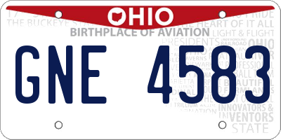 OH license plate GNE4583