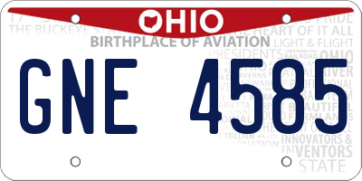 OH license plate GNE4585