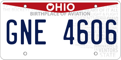 OH license plate GNE4606