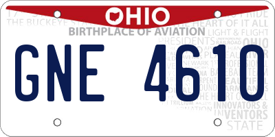 OH license plate GNE4610