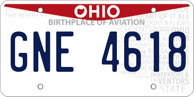 OH license plate GNE4618