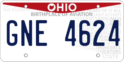 OH license plate GNE4624