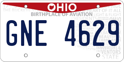 OH license plate GNE4629