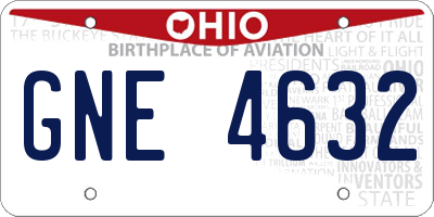 OH license plate GNE4632