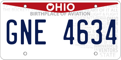 OH license plate GNE4634