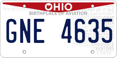 OH license plate GNE4635