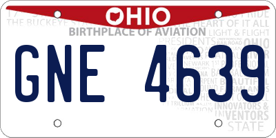 OH license plate GNE4639