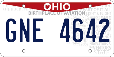 OH license plate GNE4642