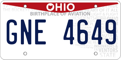 OH license plate GNE4649
