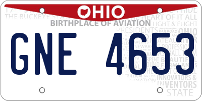 OH license plate GNE4653