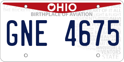 OH license plate GNE4675