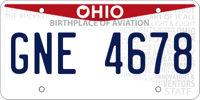 OH license plate GNE4678