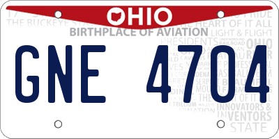OH license plate GNE4704
