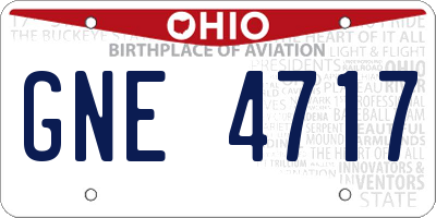OH license plate GNE4717