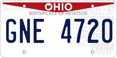 OH license plate GNE4720