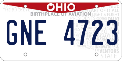 OH license plate GNE4723