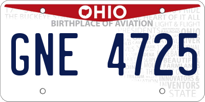 OH license plate GNE4725