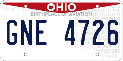 OH license plate GNE4726