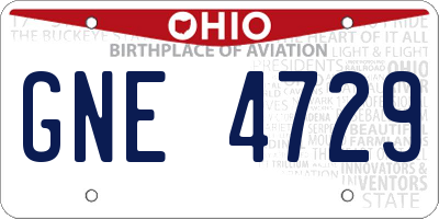 OH license plate GNE4729