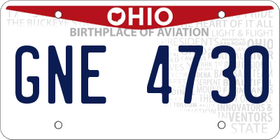 OH license plate GNE4730