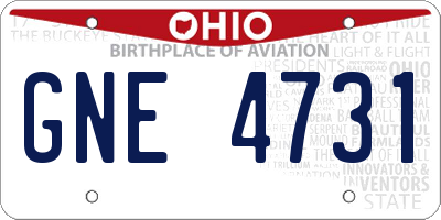 OH license plate GNE4731