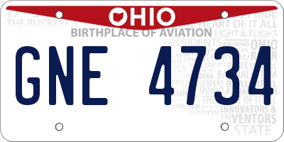 OH license plate GNE4734