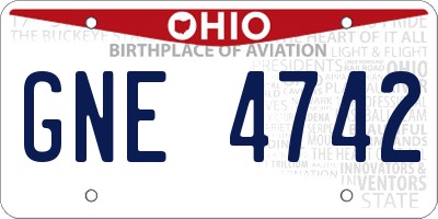 OH license plate GNE4742