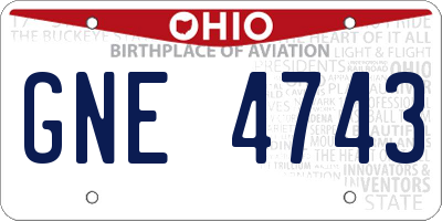 OH license plate GNE4743