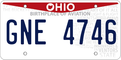 OH license plate GNE4746