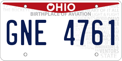 OH license plate GNE4761