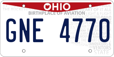 OH license plate GNE4770