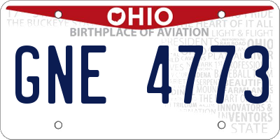 OH license plate GNE4773