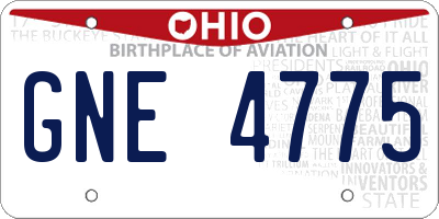 OH license plate GNE4775
