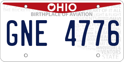 OH license plate GNE4776