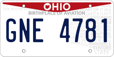OH license plate GNE4781