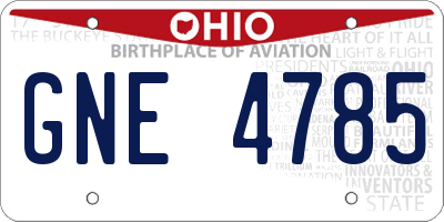OH license plate GNE4785