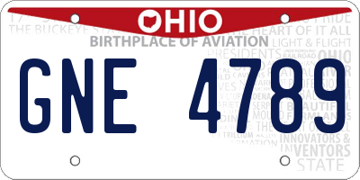 OH license plate GNE4789