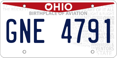 OH license plate GNE4791