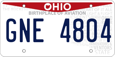 OH license plate GNE4804