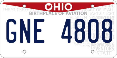 OH license plate GNE4808