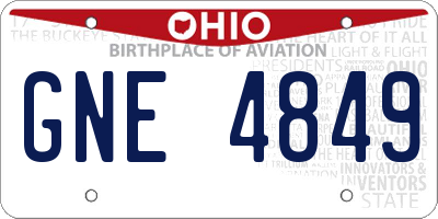 OH license plate GNE4849
