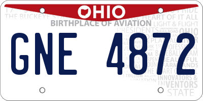 OH license plate GNE4872