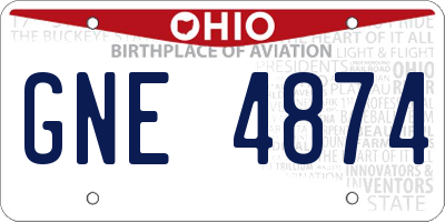 OH license plate GNE4874