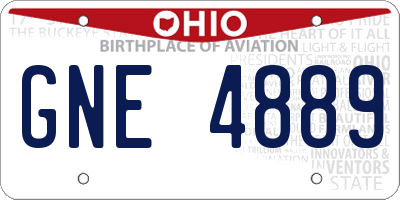 OH license plate GNE4889