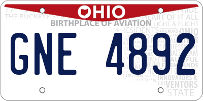 OH license plate GNE4892